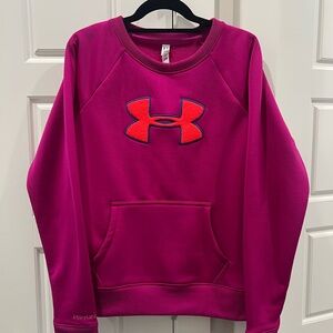 Under Armour Cold Gear Pink Sweatshirt with Vibrant Orange Logo